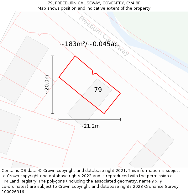 79, FREEBURN CAUSEWAY, COVENTRY, CV4 8FJ: Plot and title map