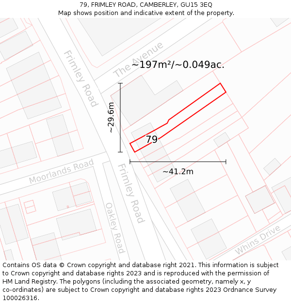 79, FRIMLEY ROAD, CAMBERLEY, GU15 3EQ: Plot and title map