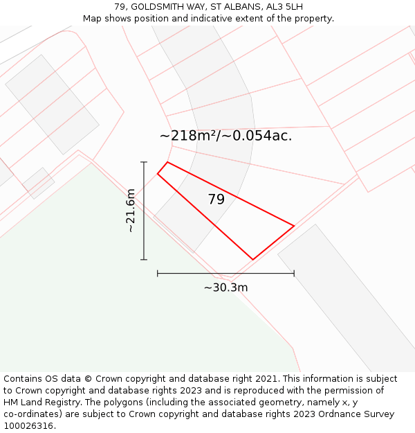 79, GOLDSMITH WAY, ST ALBANS, AL3 5LH: Plot and title map