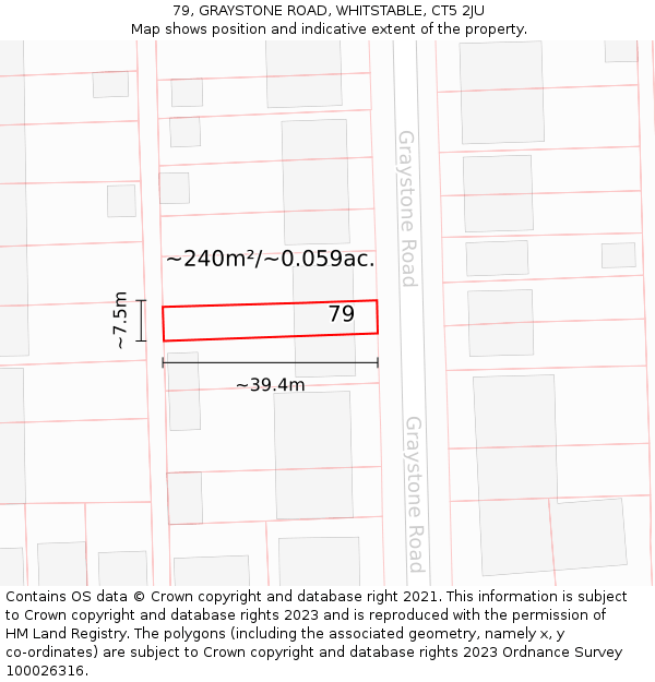 79, GRAYSTONE ROAD, WHITSTABLE, CT5 2JU: Plot and title map