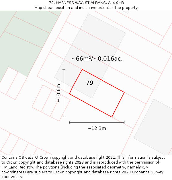 79, HARNESS WAY, ST ALBANS, AL4 9HB: Plot and title map