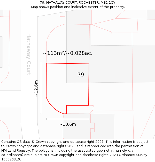 79, HATHAWAY COURT, ROCHESTER, ME1 1QY: Plot and title map