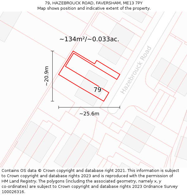 79, HAZEBROUCK ROAD, FAVERSHAM, ME13 7PY: Plot and title map