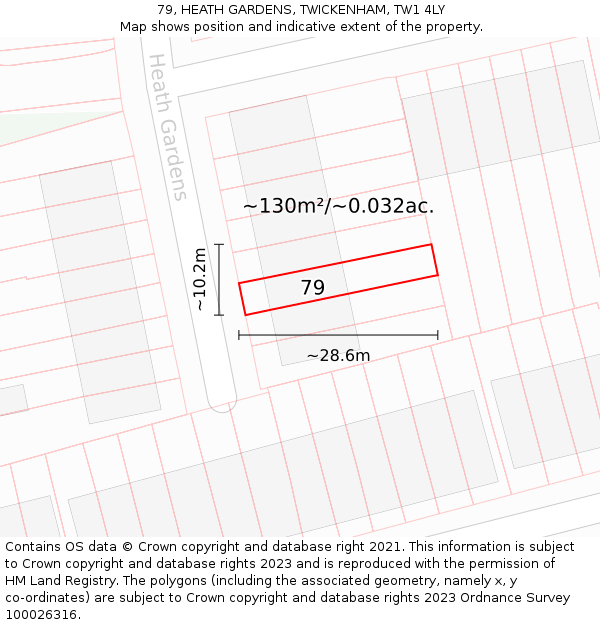 79, HEATH GARDENS, TWICKENHAM, TW1 4LY: Plot and title map