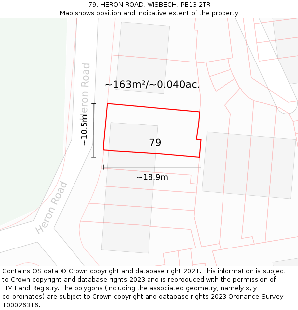79, HERON ROAD, WISBECH, PE13 2TR: Plot and title map