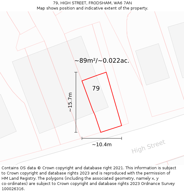 79, HIGH STREET, FRODSHAM, WA6 7AN: Plot and title map