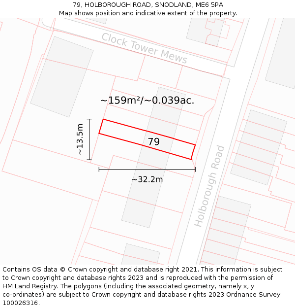 79, HOLBOROUGH ROAD, SNODLAND, ME6 5PA: Plot and title map