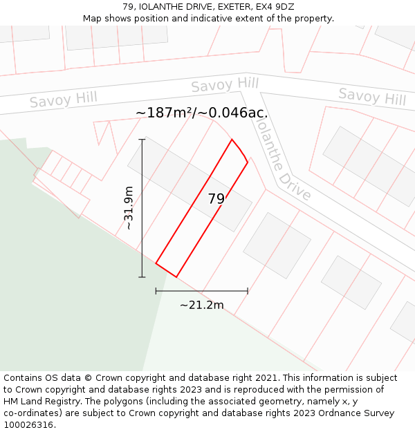 79, IOLANTHE DRIVE, EXETER, EX4 9DZ: Plot and title map