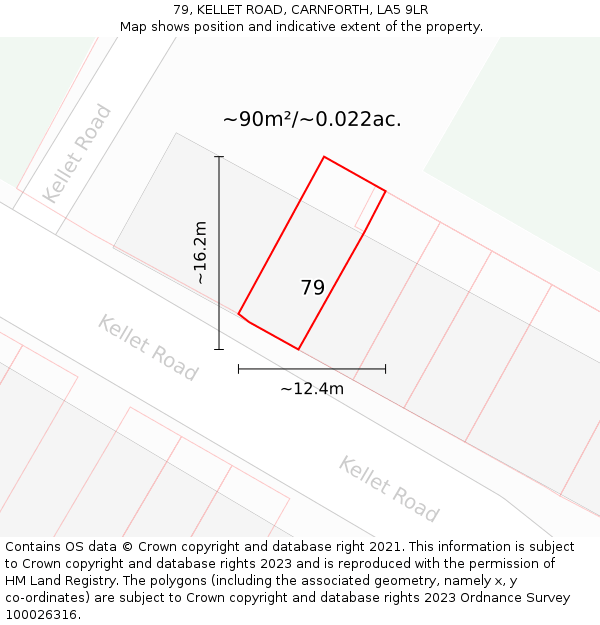 79, KELLET ROAD, CARNFORTH, LA5 9LR: Plot and title map