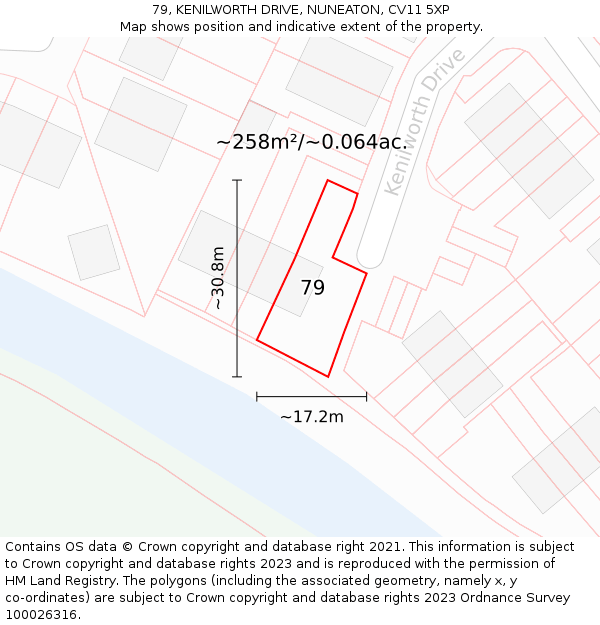 79, KENILWORTH DRIVE, NUNEATON, CV11 5XP: Plot and title map