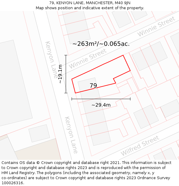 79, KENYON LANE, MANCHESTER, M40 9JN: Plot and title map