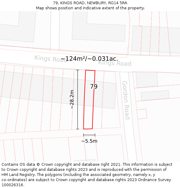 79, KINGS ROAD, NEWBURY, RG14 5RA: Plot and title map