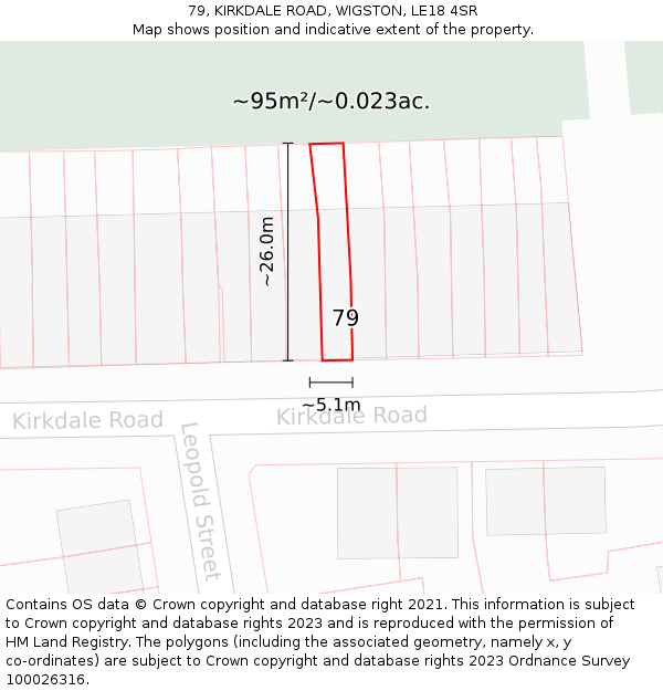 79, KIRKDALE ROAD, WIGSTON, LE18 4SR: Plot and title map