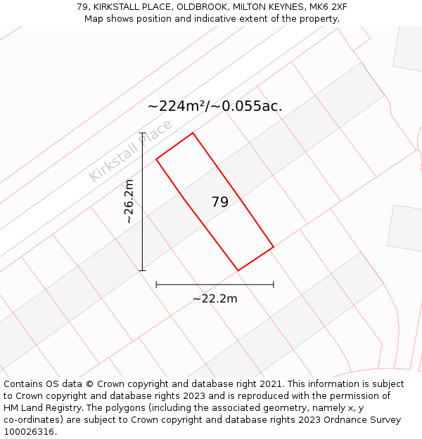 79, KIRKSTALL PLACE, OLDBROOK, MILTON KEYNES, MK6 2XF: Plot and title map