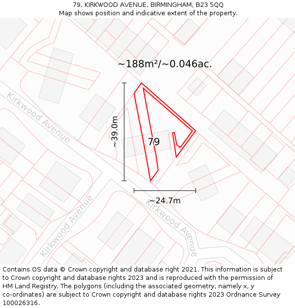 79, KIRKWOOD AVENUE, BIRMINGHAM, B23 5QQ: Plot and title map