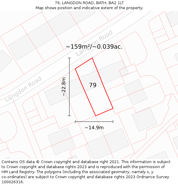 79, LANGDON ROAD, BATH, BA2 1LT: Plot and title map