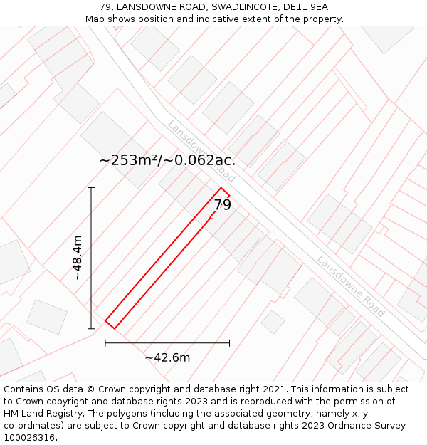 79, LANSDOWNE ROAD, SWADLINCOTE, DE11 9EA: Plot and title map
