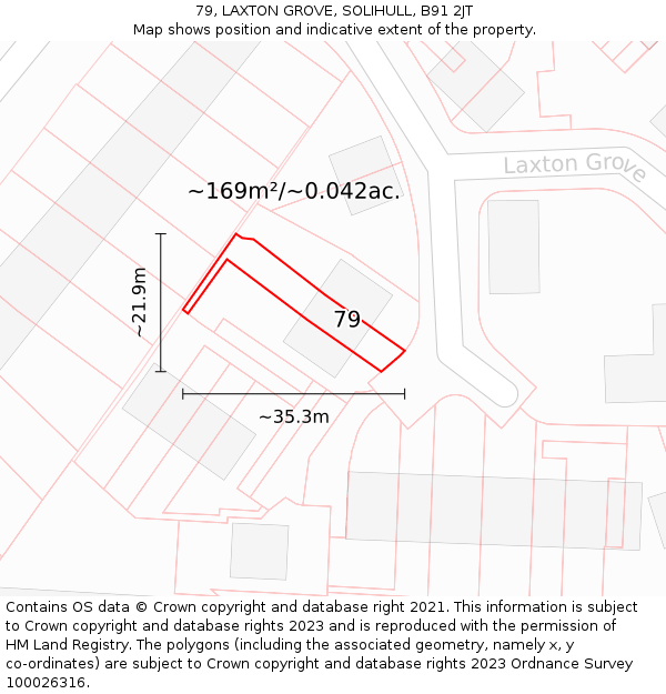 79, LAXTON GROVE, SOLIHULL, B91 2JT: Plot and title map