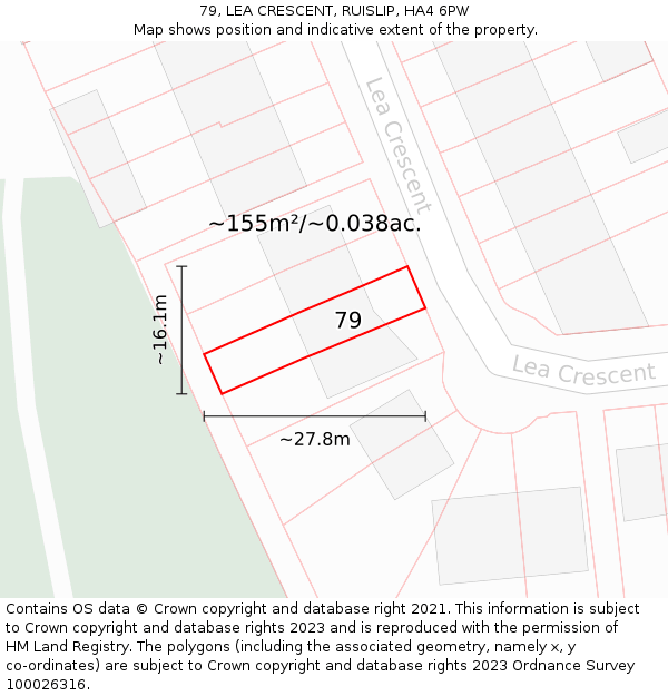 79, LEA CRESCENT, RUISLIP, HA4 6PW: Plot and title map
