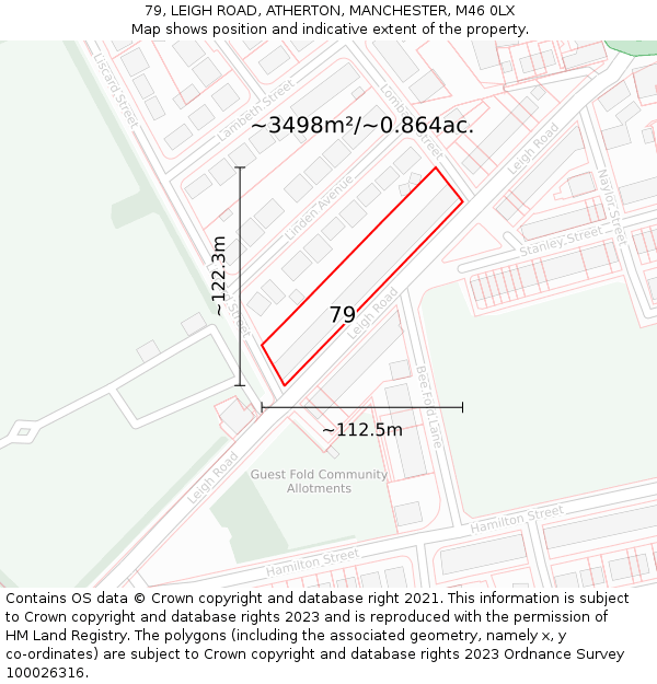 79, LEIGH ROAD, ATHERTON, MANCHESTER, M46 0LX: Plot and title map
