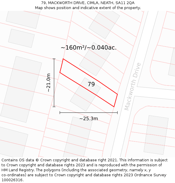 79, MACKWORTH DRIVE, CIMLA, NEATH, SA11 2QA: Plot and title map