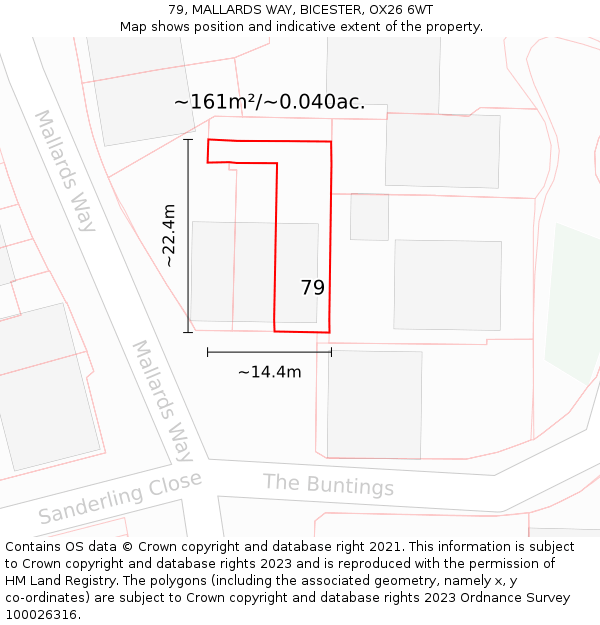 79, MALLARDS WAY, BICESTER, OX26 6WT: Plot and title map