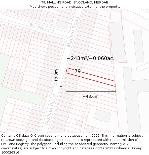 79, MALLING ROAD, SNODLAND, ME6 5AB: Plot and title map