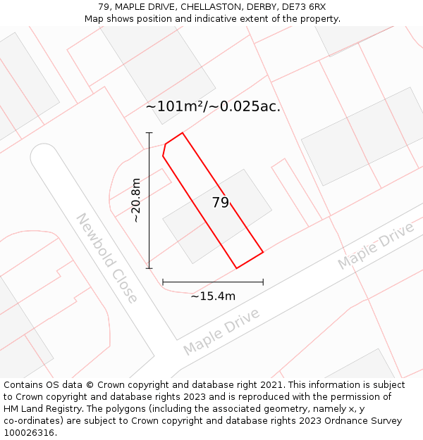 79, MAPLE DRIVE, CHELLASTON, DERBY, DE73 6RX: Plot and title map