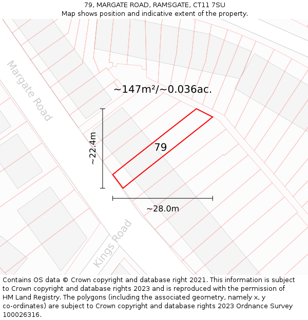 79, MARGATE ROAD, RAMSGATE, CT11 7SU: Plot and title map