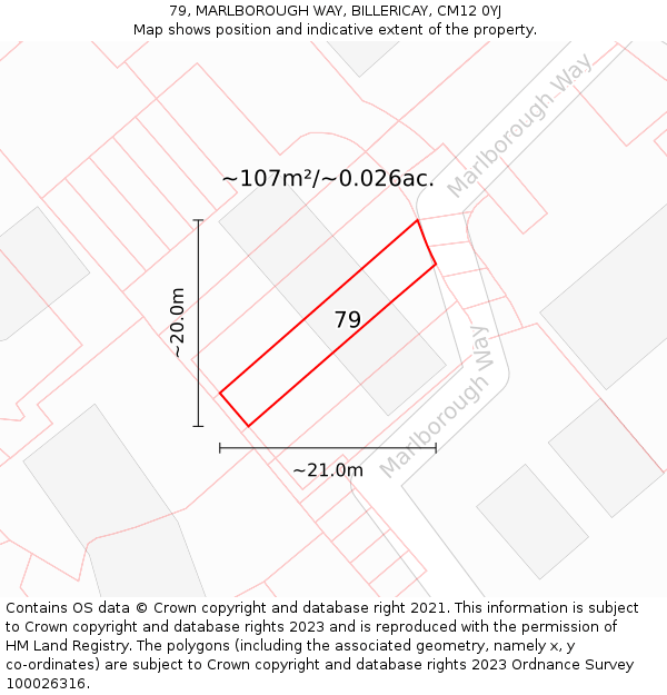 79, MARLBOROUGH WAY, BILLERICAY, CM12 0YJ: Plot and title map