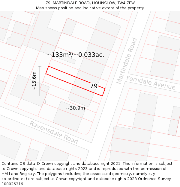 79, MARTINDALE ROAD, HOUNSLOW, TW4 7EW: Plot and title map