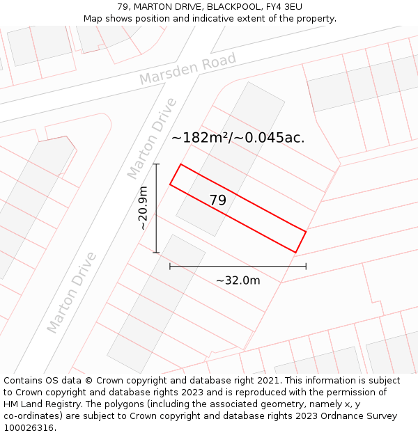 79, MARTON DRIVE, BLACKPOOL, FY4 3EU: Plot and title map