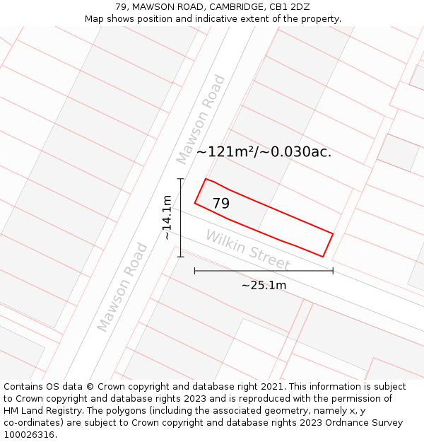 79, MAWSON ROAD, CAMBRIDGE, CB1 2DZ: Plot and title map