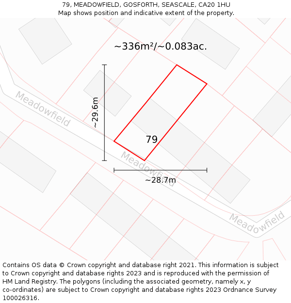 79, MEADOWFIELD, GOSFORTH, SEASCALE, CA20 1HU: Plot and title map