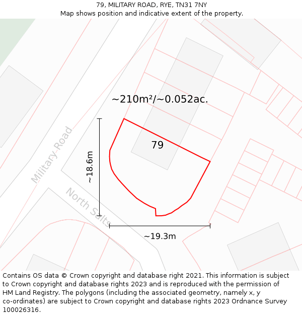 79, MILITARY ROAD, RYE, TN31 7NY: Plot and title map