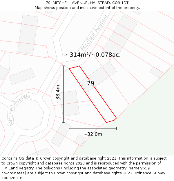 79, MITCHELL AVENUE, HALSTEAD, CO9 1DT: Plot and title map