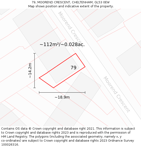 79, MOOREND CRESCENT, CHELTENHAM, GL53 0EW: Plot and title map