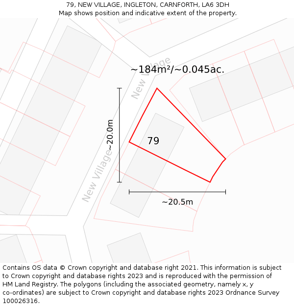 79, NEW VILLAGE, INGLETON, CARNFORTH, LA6 3DH: Plot and title map