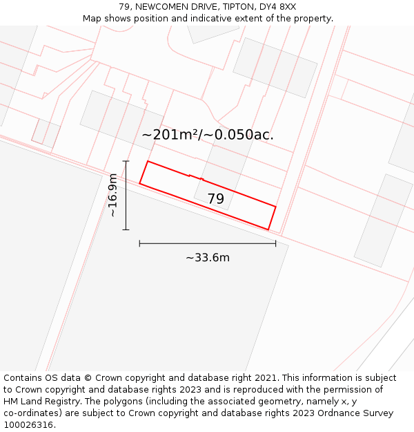 79, NEWCOMEN DRIVE, TIPTON, DY4 8XX: Plot and title map