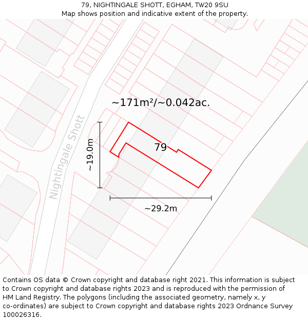79, NIGHTINGALE SHOTT, EGHAM, TW20 9SU: Plot and title map