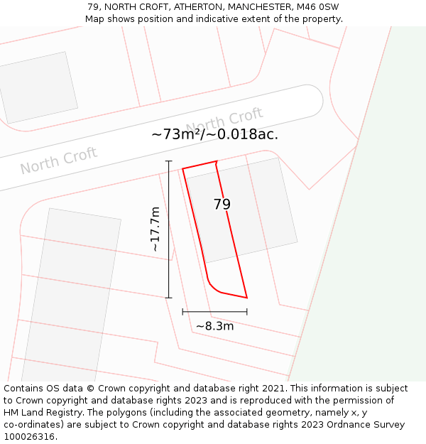 79, NORTH CROFT, ATHERTON, MANCHESTER, M46 0SW: Plot and title map