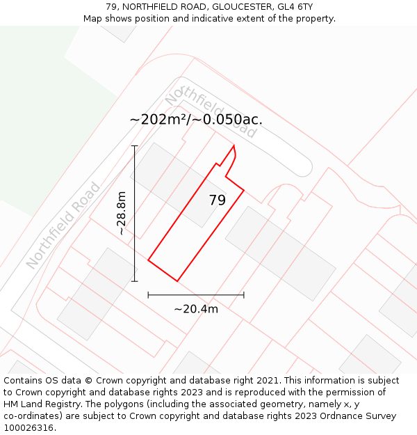 79, NORTHFIELD ROAD, GLOUCESTER, GL4 6TY: Plot and title map