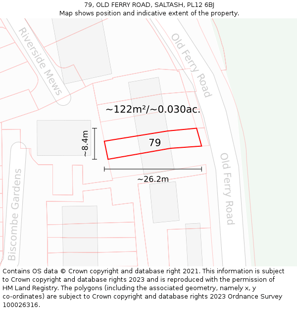79, OLD FERRY ROAD, SALTASH, PL12 6BJ: Plot and title map