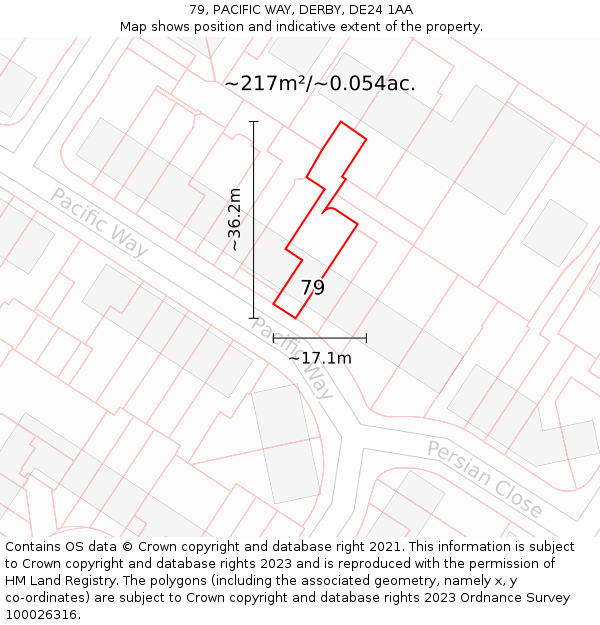 79, PACIFIC WAY, DERBY, DE24 1AA: Plot and title map