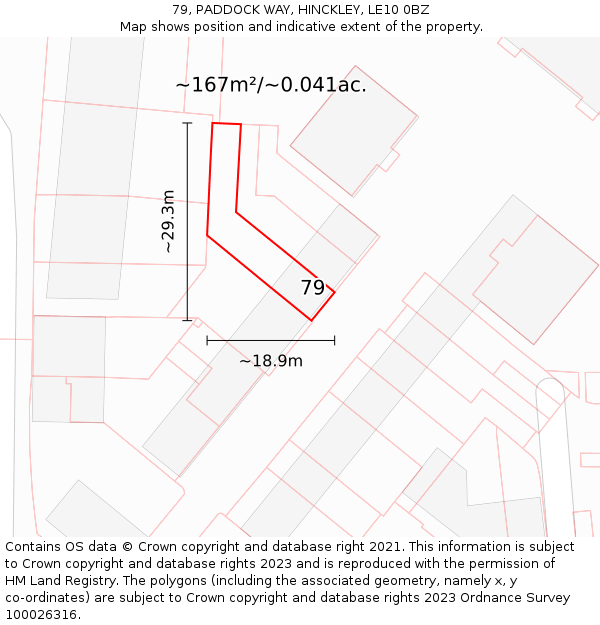 79, PADDOCK WAY, HINCKLEY, LE10 0BZ: Plot and title map
