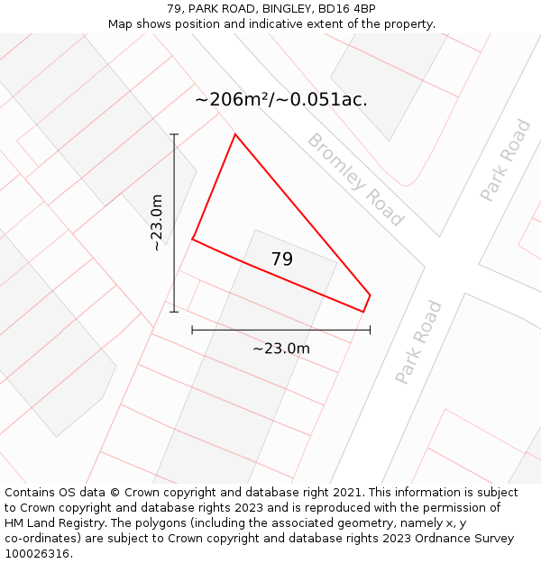 79, PARK ROAD, BINGLEY, BD16 4BP: Plot and title map
