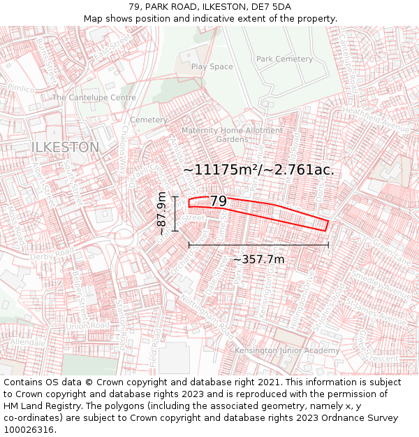 79, PARK ROAD, ILKESTON, DE7 5DA: Plot and title map