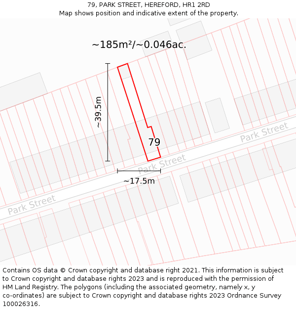 79, PARK STREET, HEREFORD, HR1 2RD: Plot and title map