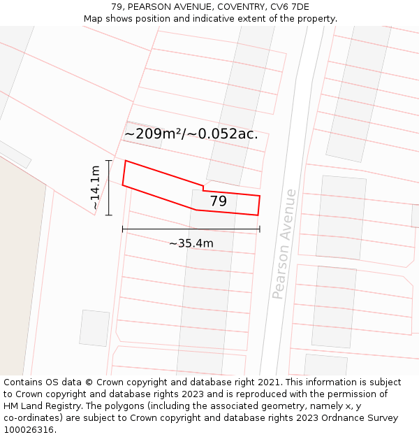79, PEARSON AVENUE, COVENTRY, CV6 7DE: Plot and title map