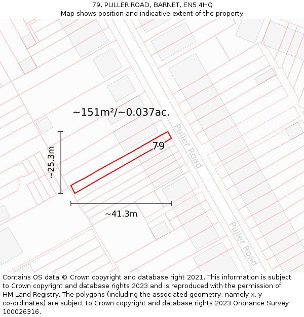 79, PULLER ROAD, BARNET, EN5 4HQ: Plot and title map
